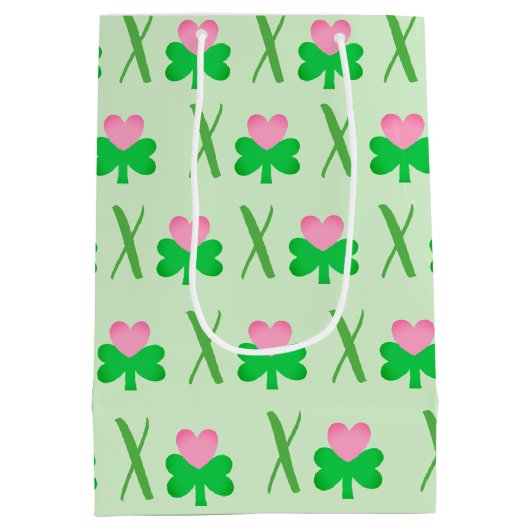 Hugs en Kisses Shamrock and Heart Gift Bag Medium Cadeauzakje (Achterkant)