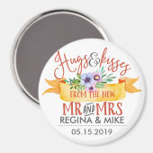 Hugs en Kisses uit de New Mr en Mrs Floral Magneet (Voorkant / Achterkant)