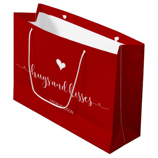 Hugs en Kisses Valentijnsdag Groot Cadeauzakje (Voorkant Gekanteld)