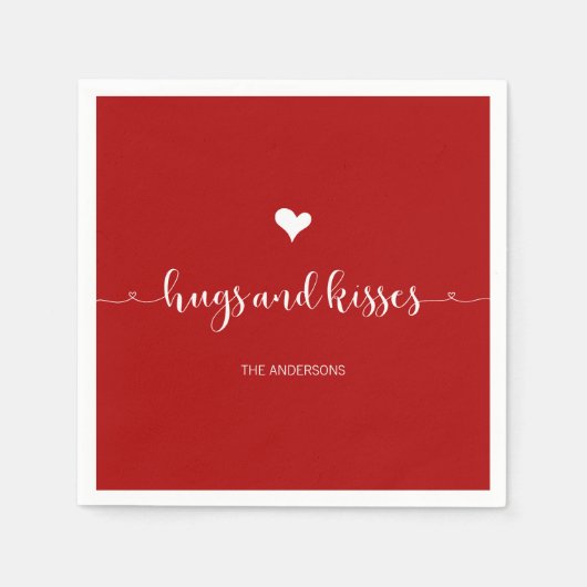 Hugs en Kisses Valentijnsdag Paper Napkins Servet (Voorkant)