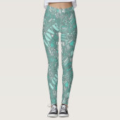 Hugs en Kisses Word Cloud Blauwgroen ID286 Leggings (Voorkant)