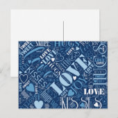 Hugs en Kisses Word Cloud Blue ID286 Briefkaart (Voorkant / Achterkant)