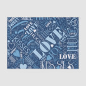 Hugs en Kisses Word Cloud Blue ID286 Tissuepapier (Voorkant)
