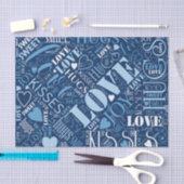 Hugs en Kisses Word Cloud Blue ID286 Tissuepapier (Craft)