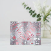 Hugs en Kisses Word Cloud Pink/Silver ID286 Briefkaart (Staand voorkant)