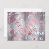 Hugs en Kisses Word Cloud Pink/Silver ID286 Briefkaart (Voorkant / Achterkant)