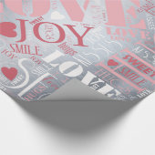 Hugs en Kisses Word Cloud Pink/Silver ID286 Cadeaupapier (Hoek)