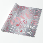 Hugs en Kisses Word Cloud Pink/Silver ID286 Cadeaupapier (Uitgerold)