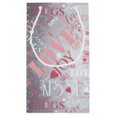 Hugs en Kisses Word Cloud Pink/Silver ID286 Klein Cadeauzakje (Achterkant)