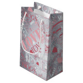 Hugs en Kisses Word Cloud Pink/Silver ID286 Klein Cadeauzakje (Achterkant Gekanteld)
