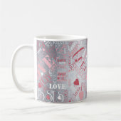 Hugs en Kisses Word Cloud Pink/Silver ID286 Koffiemok (Links)