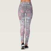 Hugs en Kisses Word Cloud Pink/Silver ID286 Leggings (Achterkant)