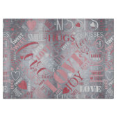 Hugs en Kisses Word Cloud Pink/Silver ID286 Snijplank (Voorkant)