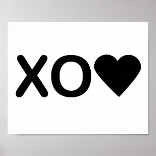 Hugs en Kisses XO Heart Black Poster