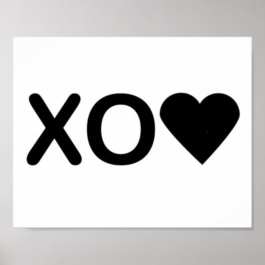Hugs en Kisses XO Heart Black Poster (Voorkant)