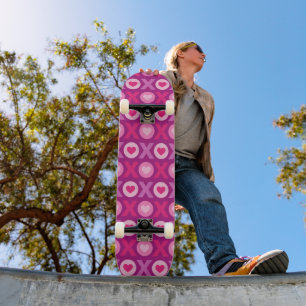 Hugs en Kisses XOXO Roze en Paars Persoonlijk Skateboard
