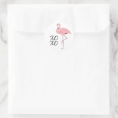 Hugs en Kisses XOXO Roze Flamingo Ronde Sticker (Tas)