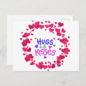 Hugs en kussen voor valentijn briefkaart (Voorkant / Achterkant)