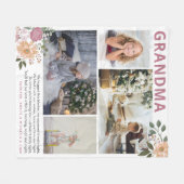 "Hugs for Grandma" Floral Photo Collage Fleece Deken (Voorkant (Horizontaal))