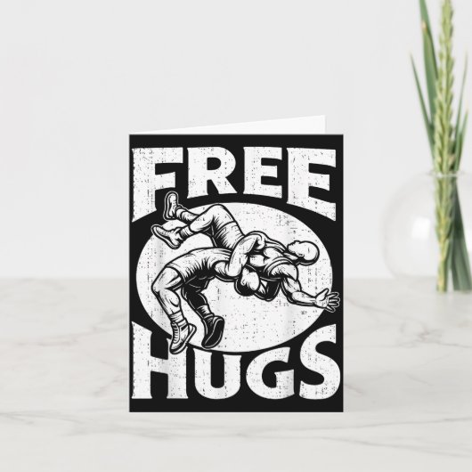 Hugs Funny Wrestling Humor Wrestler Wrestle Men Wo Kaart (Voorkant)