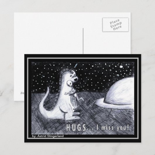 HUGS... Ik mis je Briefkaart (Voorkant / Achterkant)