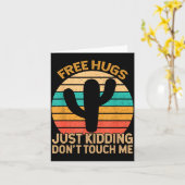 Hugs Just Kidding Don't Touch Me Cactus Humor Hugg Kaart (Gele Bloem)
