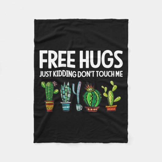Hugs Just Kidding Don't Touch Me Funny Cactus Joke Fleece Deken (Voorkant)