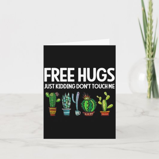 Hugs Just Kidding Don't Touch Me Funny Cactus Joke Kaart (Voorkant)