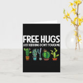 Hugs Just Kidding Don't Touch Me Funny Cactus Joke Kaart (Gele Bloem)