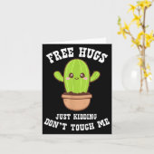 Hugs Just Kidding Don't Touch Me Funny Cactus  Kaart (Gele Bloem)