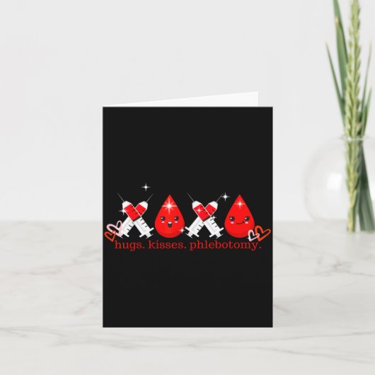 Hugs Kiss Phlebotomy Valentines Phlebotomist Lab T Kaart (Voorkant)