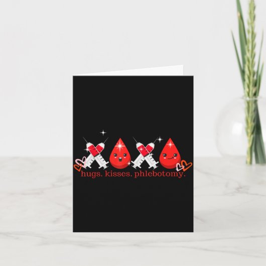 Hugs Kiss Phlebotomy Valentines Phlebotomist Lab T Kaart (Voorkant)