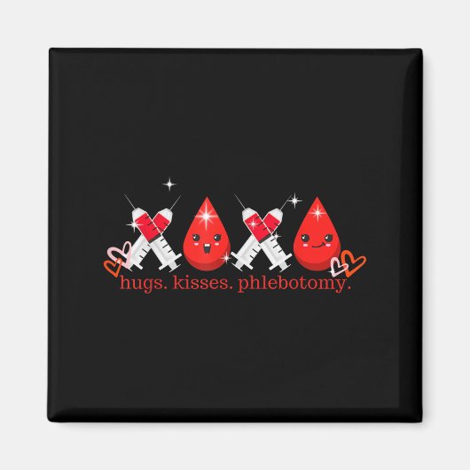 Hugs Kiss Phlebotomy Valentines Phlebotomist Lab T Magneet (Voorkant)