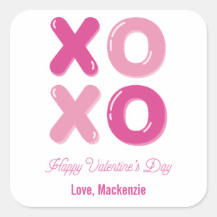 Hugs Kisses Balloon Letter Valentijn Day Vierkante Sticker