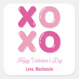 Hugs Kisses Balloon Letter Valentijn's Day Vierkante Sticker