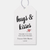 Hugs & Kisses bedankt je Baby shower Cadeaulabel (Voorkant)