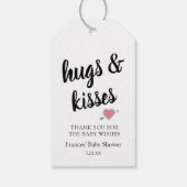 Hugs & Kisses bedankt je Baby shower Cadeaulabel (Achterkant)
