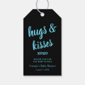 Hugs & Kisses Blauwgroen bedankt Baby shower Gift  Cadeaulabel (Achterkant)