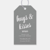 Hugs & Kisses Blue, dank u Baby shower Gift Labels Cadeaulabel (Voorkant)