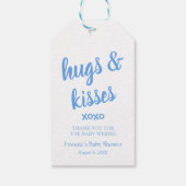 Hugs & Kisses Blue, dank u Baby shower Gift Labels Cadeaulabel (Achterkant)