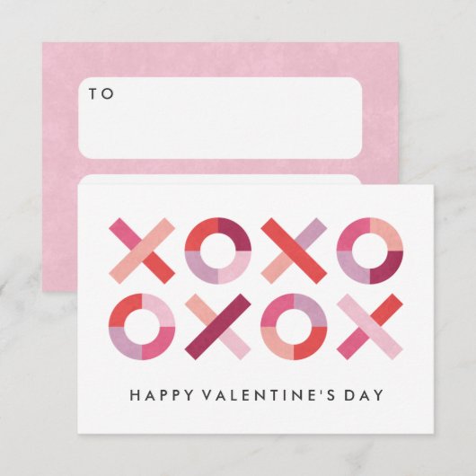 Hugs + Kisses Classroom Valentijn - Blush Kaart (Voorkant / Achterkant)