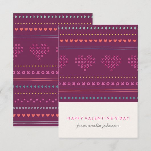 Hugs & Kisses Classroom Valentijn - Plum Kaart (Voorkant / Achterkant)