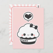 Hugs & Kisses Cupcake Briefkaart (Voorkant / Achterkant)