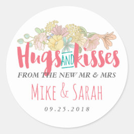 Hugs Kisses de heer Floral Wreath Wedding Sticker
