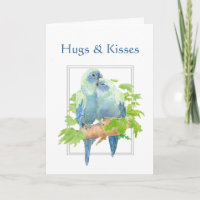 Hugs & Kisses en Birthday Wishes Parrot Couple