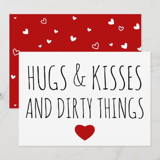 Hugs, Kisses en Dirty Dingen grappig Valentijnse Feestdagenkaart (Voorkant / Achterkant)