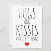 Hugs, Kisses en Dirty Dingen grappig Valentijnse Feestdagenkaart (Voorkant)