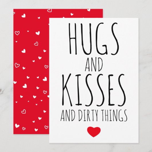 Hugs, Kisses en Dirty Dingen grappig Valentijnse Feestdagenkaart (Voorkant / Achterkant)