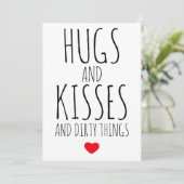 Hugs, Kisses en Dirty Dingen grappig Valentijnse Feestdagenkaart (Staand voorkant)