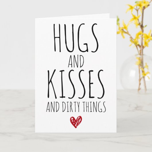 Hugs, Kisses en Dirty Dingen grappig Valentijnse Kaart (Gele Bloem)